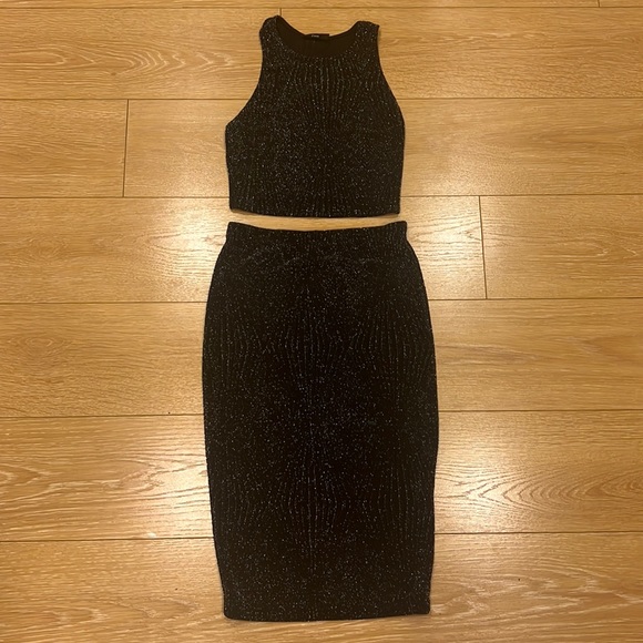 Skirt & Top Set - Black Sparkles, Stretch - Picture 4 of 7